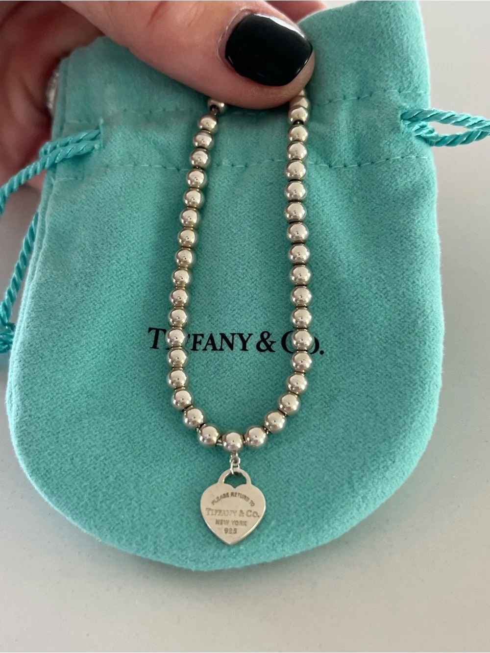 Authentic Tiffany & Co. Return to Tiffany Mini Heart Tag Bead Bracelet XS 6.25”